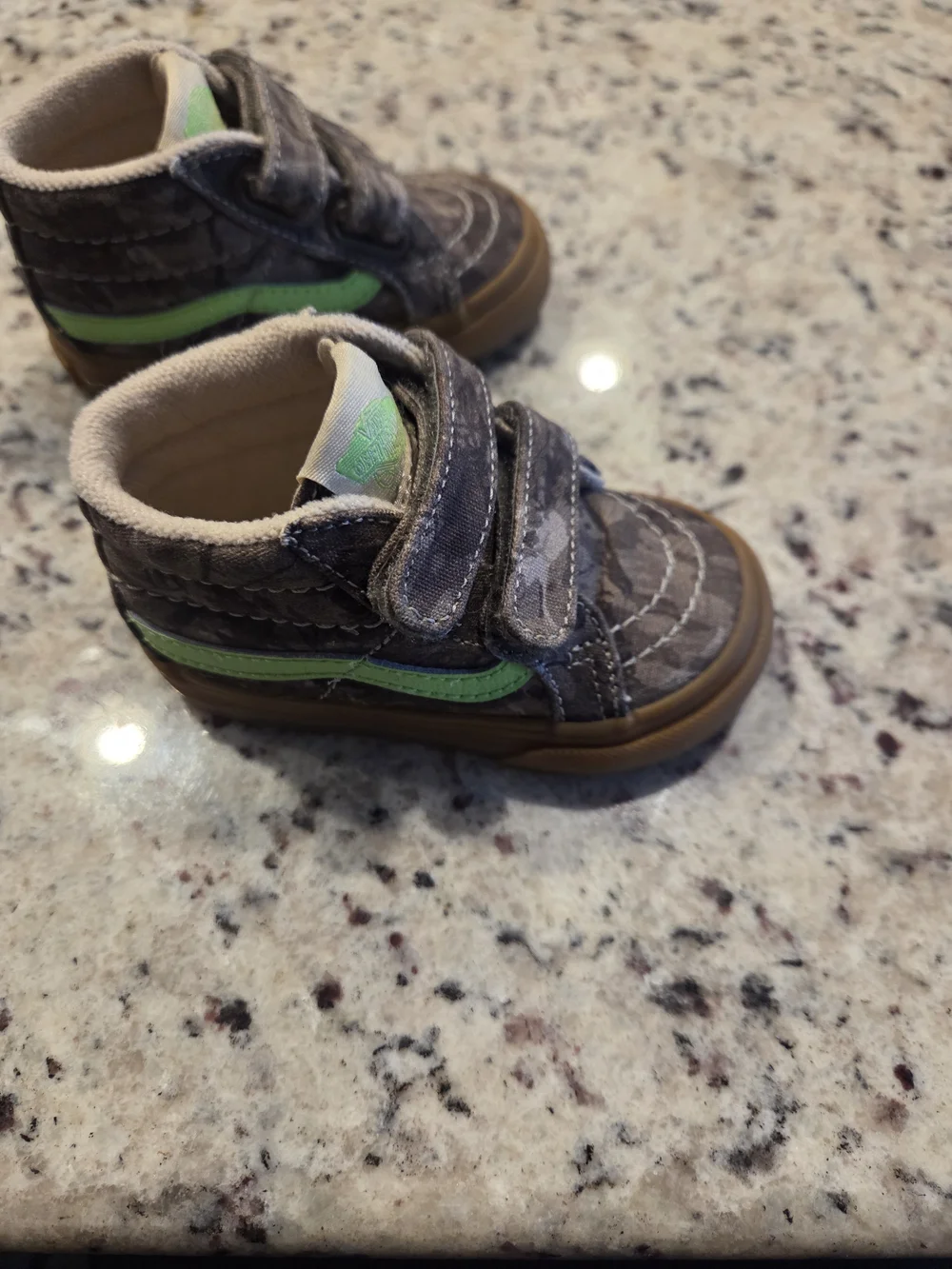Vans Toddler Real Tree Camo Canvas Sk8-hi Sneakers and Green Accent